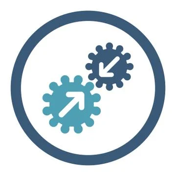 Integration flat cyan and blue colors rounded glyph icon Stock Illustration