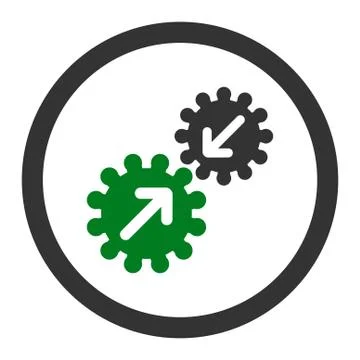 Integration flat green and gray colors rounded vector icon Stock Illustration