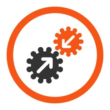 Integration flat orange and gray colors rounded glyph icon 스톡 일러스트