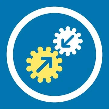 Integration flat yellow and white colors rounded glyph icon Stock Illustration