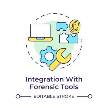 Integration with forensic tools multi color concept icon Stock Illustration