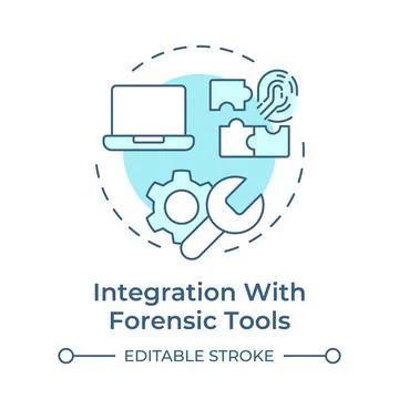 Integration with forensic tools soft blue concept icon Stock Illustration