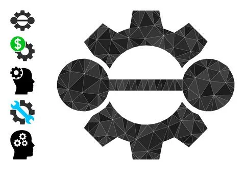 Integration Gear Triangle Icon and Other Icons Stock Illustration