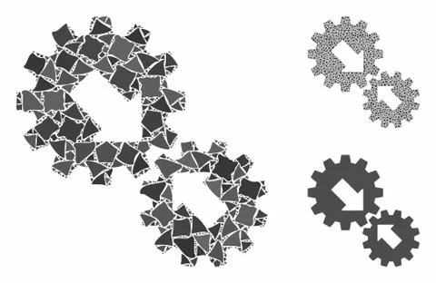Integration gears Composition Icon of Irregular Elements Stock Illustration