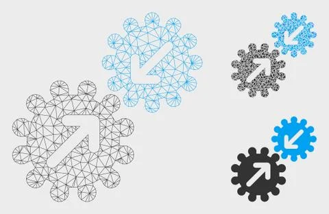 Integration Gears Vector Mesh 2D Model and Triangle Mosaic Icon Stock Illustration