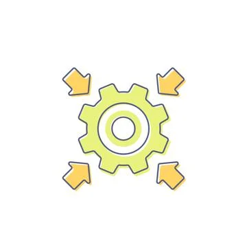 Integration icon with cogwheel and arrows 스톡 일러스트