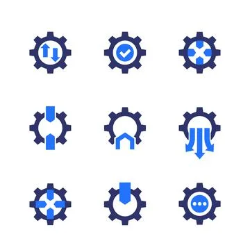 Integration icons with gears, vector Stock Illustration