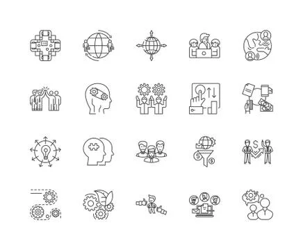 Integration line icons, signs, vector set, outline illustration concept Stock Illustration