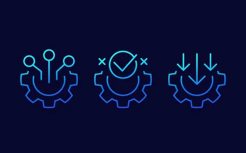 Integration line icons for web Stock Illustration
