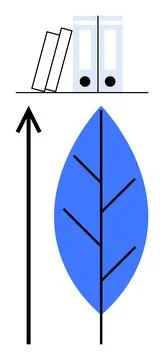 Integration of Nature and Organization Leaf, Binders, and Arrow Highlight Growth Stock Illustration