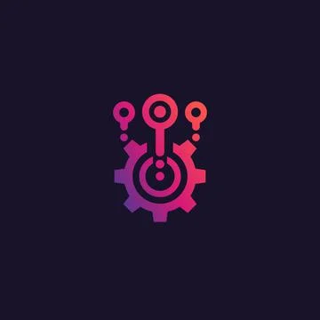 Integration, optimization icon with cogwheel, gear Stock Illustration