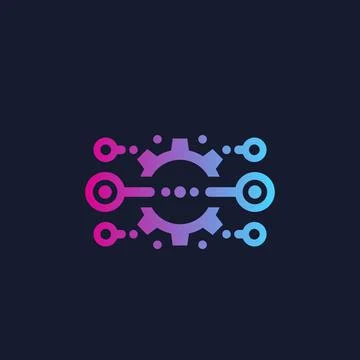 Integration, optimization, icon with cogwheel, vector Stock Illustration