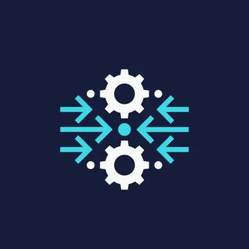 Integration, optimization icon with gears and arrows Stock Illustration