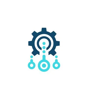 Integration, optimization vector icon with cogwheel Stock Illustration