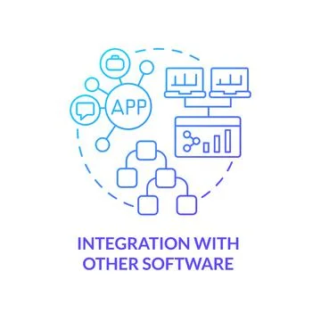 Integration with other software blue gradient concept icon 스톡 일러스트