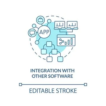 Integration with other software turquoise concept icon Stock Illustration