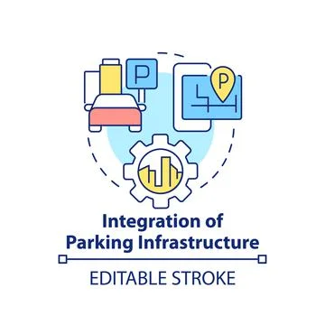 Integration of parking infrastructure concept icon 스톡 일러스트