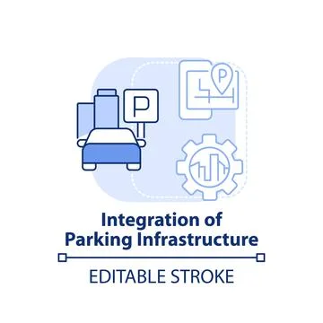 Integration of parking infrastructure light blue concept icon Stock Illustration
