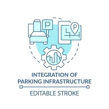 Integration of parking infrastructure turquoise concept icon 스톡 일러스트