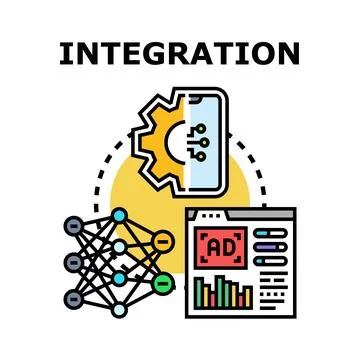 Integration process connecting digital systems and marketing Stock Illustration