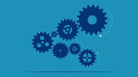 Integration. The process of the gear mechanism Ilustração Stock