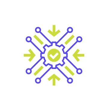 Integration process icon with a gear Illustrazione stock