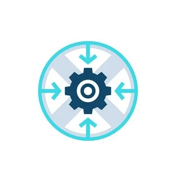 Integration process, technology, vector round icon with cogwheel イラスト素材
