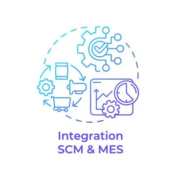 Integration SCM and MES blue gradient concept icon Stock Illustration