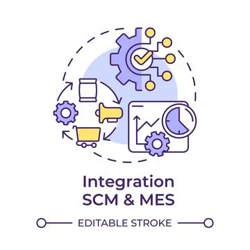 Integration SCM and MES multi color concept icon Stock Illustration