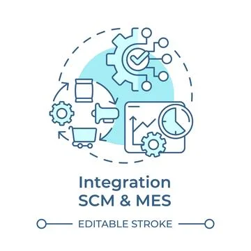 Integration SCM and MES soft blue concept icon Stock Illustration