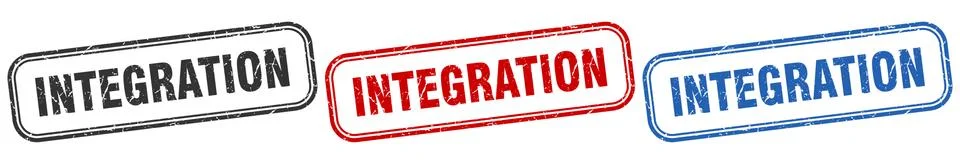Integration square isolated sign set. integration stamp Stock Illustration