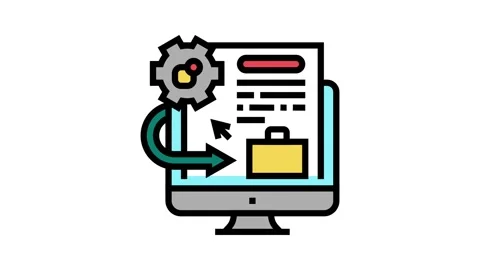 Integration system color icon animation Video stock 224013077
