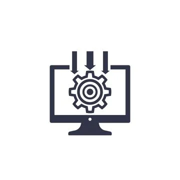 Integration system, computer technology icon Stock Illustration