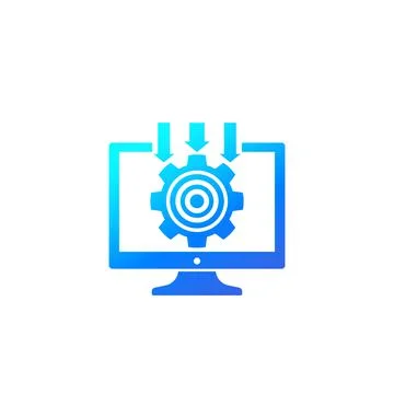 Integration system, computer technology icon with gradient Stock Illustration