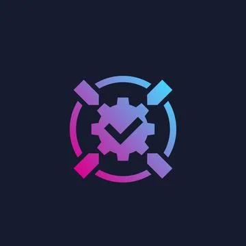 Integration system icon with checkmark Stock Illustration