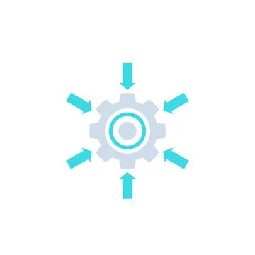 Integration system icon with cogwheel and arrows Stock Illustration