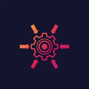 Integration system icon with cogwheel 스톡 일러스트