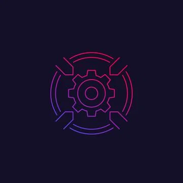 Integration system, software icon, linear Stock Illustration