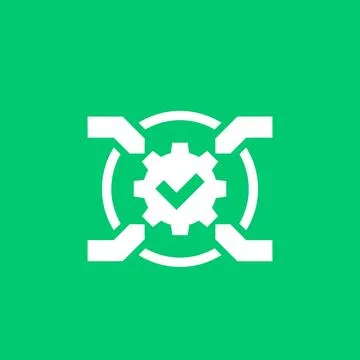 Integration system vector icon with checkmark 스톡 일러스트
