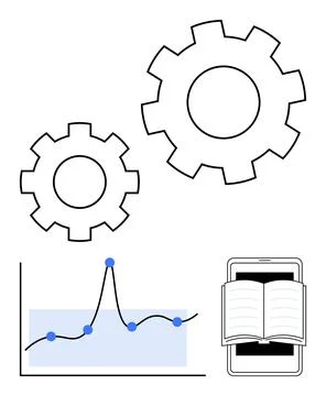 Integration of Technology, Learning, and Data Analysis in Modern Business 스톡 일러스트