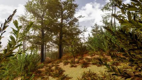 Integration of technology in a natural environment, 3D render Stock Illustration