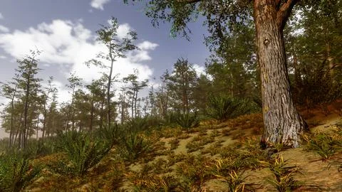 Integration of technology in a natural environment, 3D render Stock Illustration