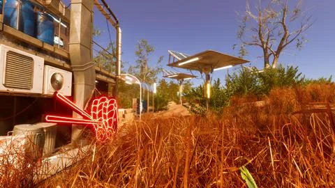 Integration of technology in a natural environment, 3D render Stock Illustration