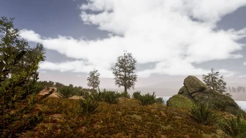 Integration of technology in a natural environment, 3D render Stock Illustration