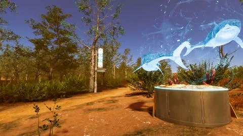 Integration of technology in a natural environment, 3D render Stock Illustration