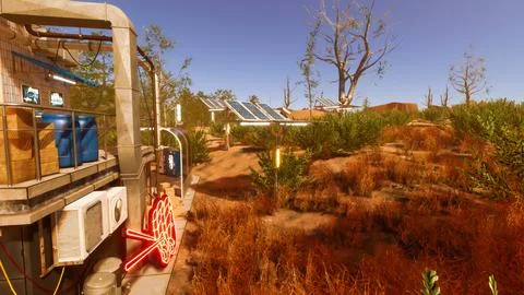 Integration of technology in a natural environment, 3D render Stock Illustration