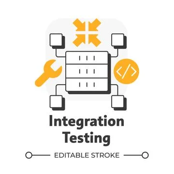 Integration testing flat outline concept icon Stock Illustration