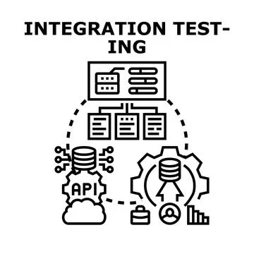 Integration testing process connecting systems and data flow Stock-Illustration
