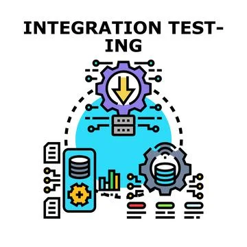 Integration testing process verifying system data flow Stock Illustration