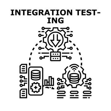 Integration testing process verifying system data flow Stock Illustration